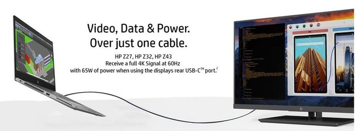 Hpz27 27 4k Uhd Frameless Micro Edge Display Usb C 65w Device Charging ...