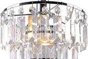 Modern 3 Tier Ceiling Pendant Light Shade,Polish Chrome Frame with Clear Acrylic Jewel Droplets,Non Electric Chrome Chandelier Light Shade (FREE POSTAGE)