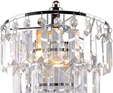 Modern 3 Tier Ceiling Pendant Light Shade,Polish Chrome Frame with Clear Acrylic Jewel Droplets,Non Electric Chrome Chandelier Light Shade (FREE POSTAGE)