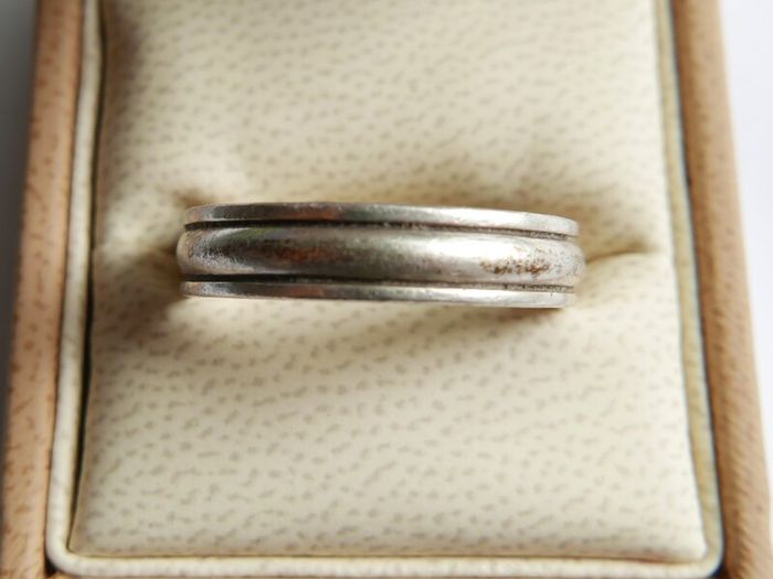 Vintage 925 Sterling Silver Band Men's Ring with Engraving size W - 4,6g