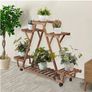 Wooden Plant Stand with Wheels Multi-Tier Display Shelf Image 4