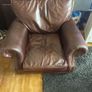 Large Brown Genuine Leather Armchair Image 2