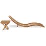 Folding Sun Lounger with Table Solid Teak Wood Image 3