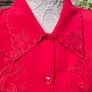 Vintage red blouse with embroidered detail uk 16 Image 3