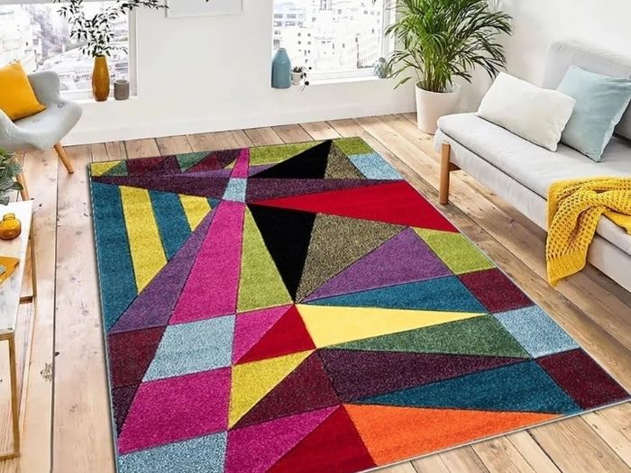 Multicoloured Large Rugs for Living Room Soft Thick Colorful Bedroom Rug Geometric Design Door & Floor Mat (Polygone, 160 x 230 cm)