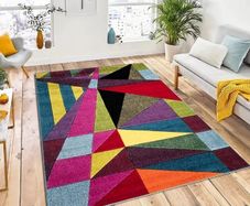 Multicoloured Large Rugs for Living Room Soft Thick Colorful Bedroom Rug Geometric Design Door & Floor Mat (Polygone, 160 x 230 cm)