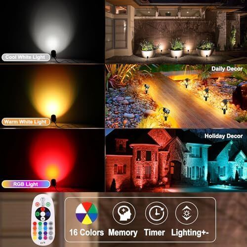 Garden Spot Lights Waterproof 20m Extendable Cable Plug-in Outside 12v Time