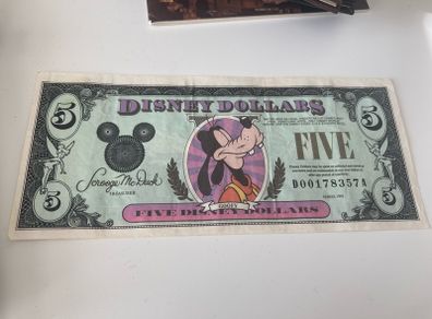 Disney 5 dollars note
