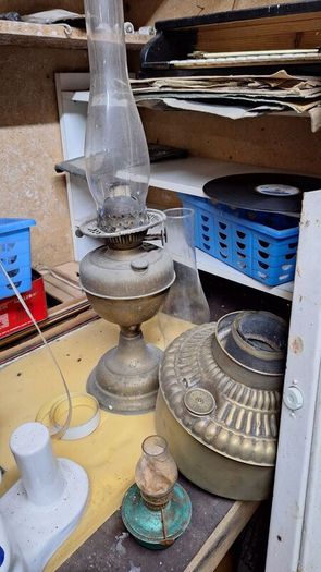 Variety of old oil lamps