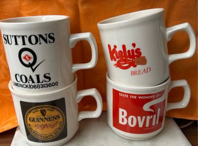 4 Vintage Advertising Coffee /Tea Mugs