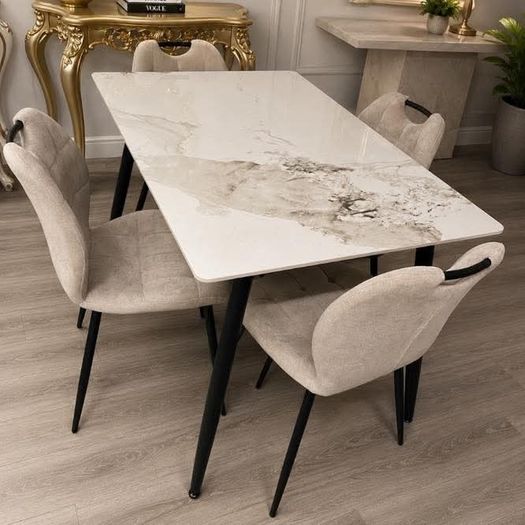 Rectangle or Round Dining Table With 4 Chairs