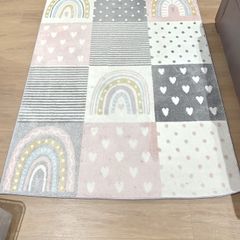 Kids Bedroom Rug 160x220cm Pink Grey Rainbow Excellent Condition