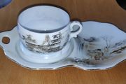 Vintage Japanese eggshell porcelain teacup with saucer