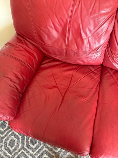 Red Leather 3 seater couch