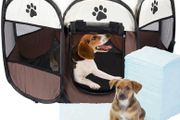 _MK.Home Collapsible enclosure Dog playpen Puppy Cat Kitten + Mat Cleanliness training mat Pets Pet Protection Rabbit Cage Kennel fence Door Roof exterior interior