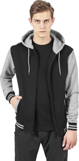 Urban Classic 2 Tone XXL Grey/Black Hooded Varsity Jacket (Brand New)