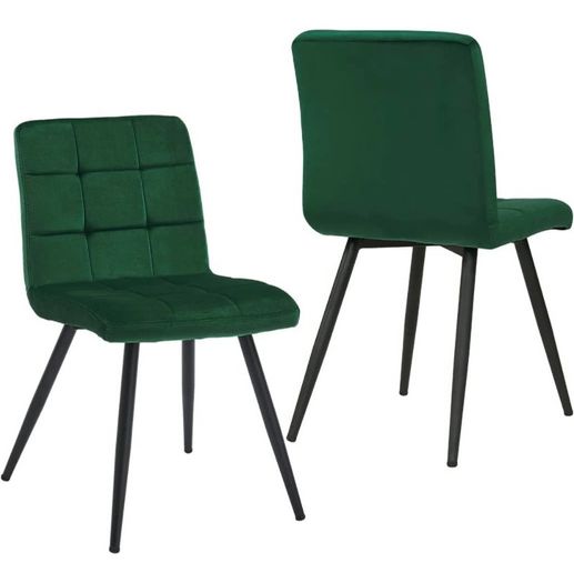 Set Of 2 x Cubana Velvet Upholstered Kitchen Dining Chair with Strong Black Metal Legs Living Room Bedroom Chair (FREE POSTAGE)