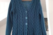 IrelandsEye teal wool cable knit cardigan size xl