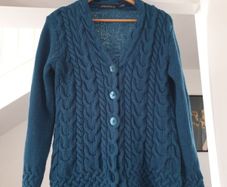 IrelandsEye teal wool cable knit cardigan size xl