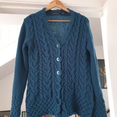 IrelandsEye teal wool cable knit cardigan size xl