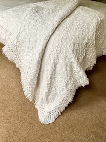 Soft white cotton double bedspread