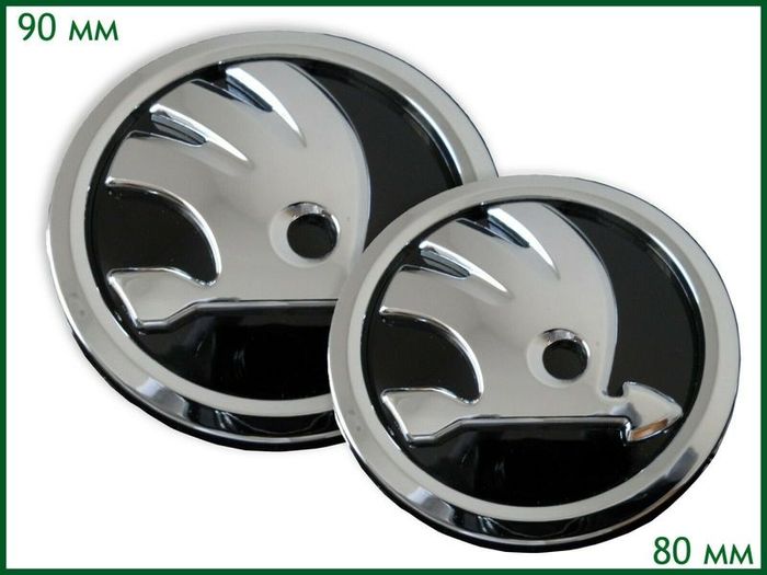 90mm 80mm Sliver Skoda Front Rear Emblem Badge For Octavia Fabia Roomster Yeti