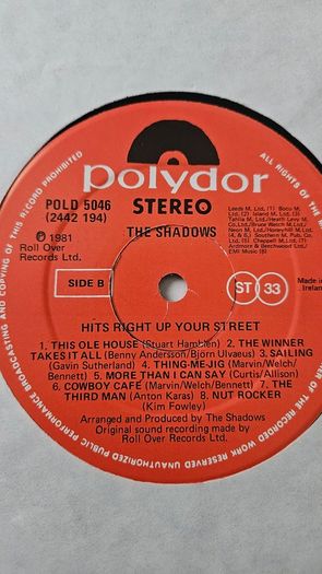 The Shadows - Hits Right Up Your Street. LP.