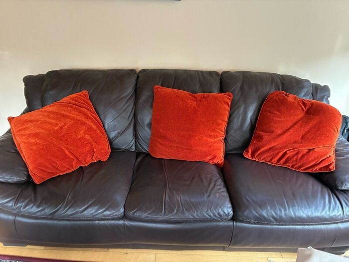 Chocolate brown leather couch