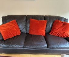 Chocolate brown leather couch