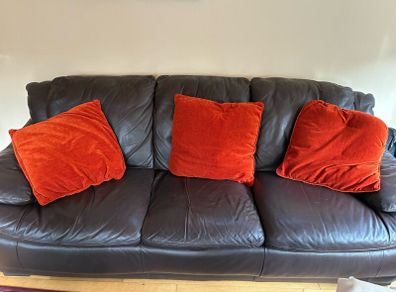 Chocolate brown leather couch