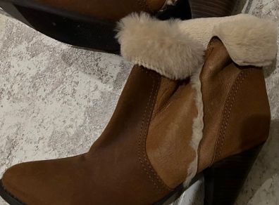 DUNE Leather/ Fur Ankle Boots