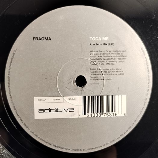 Fragma - Toca Me - Additive Records - Late 90s TRANCE Club CLASSIC!