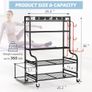 Home Gym Storage Rack for Dumbbells Kettlebells Foam Roller, Yoga Strap and Resistance Bands, Workout Equipment Storage Organizer With Hooks and Wheels Image 2