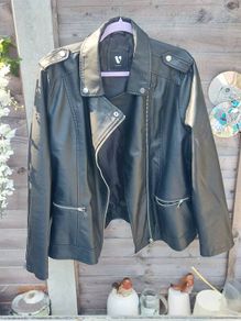 Ladies black biker jacket,  size 20, never worn