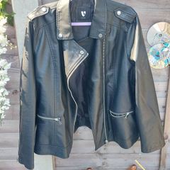 Ladies black biker jacket,  size 20, never worn
