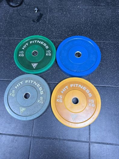 HIT FITNESS Olympic Barbell and 100kg Commercial Bumper Weight Plate Set