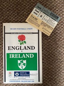 Very Rare 1990 England v Ireland - 5 Nations Programme & Match Ticket