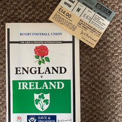 Very Rare 1990 England v Ireland - 5 Nations Programme & Match Ticket