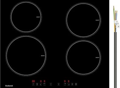 Induction Hob, 4 Cooking Zone, 60 cm, 7200W, Continuous Low Power Heating, Booster, 9 Heat Levels, Timer, Auto Shut-Off, Child Safety Lock, Pan Sensor,Hard Wired, No Plug
