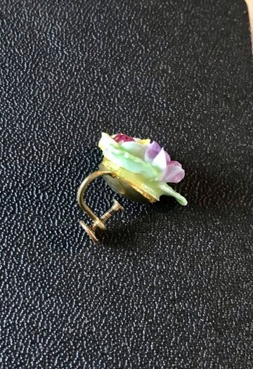 Antique Denton England porcelain china screw-back earrings