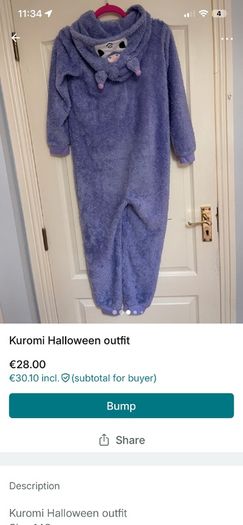 halloween costume Kuromi 10-11 years