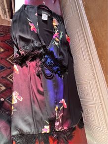 ETRO Italian Designer fringed KIMONO-Jacket - side slits - One Size