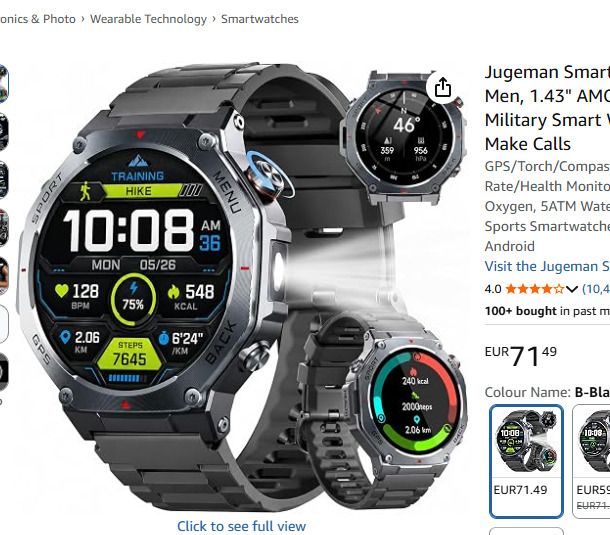 Jugeman Smart Watch for Men, 1.43" AMOLED Military Smart Watch