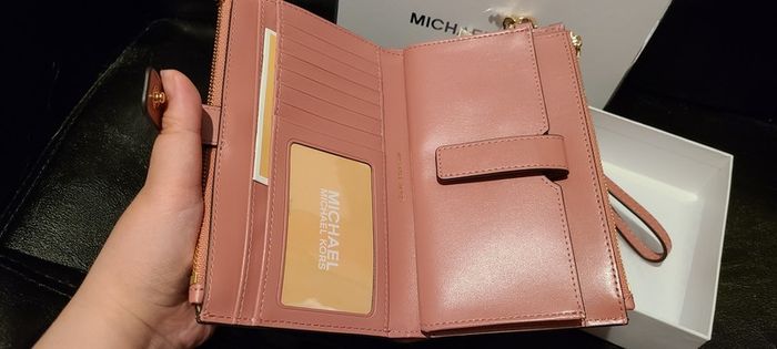 Michael Kors Adele Logo Wallet Wristlet in Smokey Rose MLT