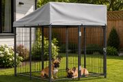 Outdoor Dog Kennel, 1.12 x 1.15 x 1.25 m Large Dog Kennel with Secure Lock, Outside Dogs Enclosures with UV-Resistant &amp; Waterproof Roof Cover