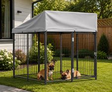 Outdoor Dog Kennel, 1.12 x 1.15 x 1.25 m Large Dog Kennel with Secure Lock, Outside Dogs Enclosures with UV-Resistant & Waterproof Roof Cover