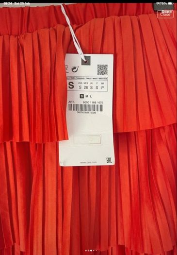 skirt Zara mini pleated tiered skirt coral red small