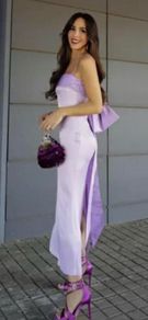 zara lilac bow midi dress
