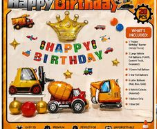 Construction vehicle Birthday Balloon kit
