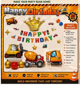 Construction vehicle Birthday Balloon kit
